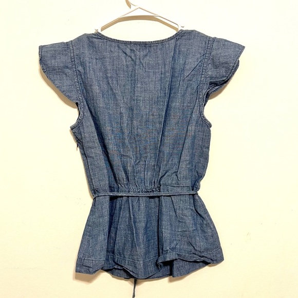2/$30 J. Crew - Chambray Flutter Sleeve Faux Wrap Blouse Top - Picture 10 of 10